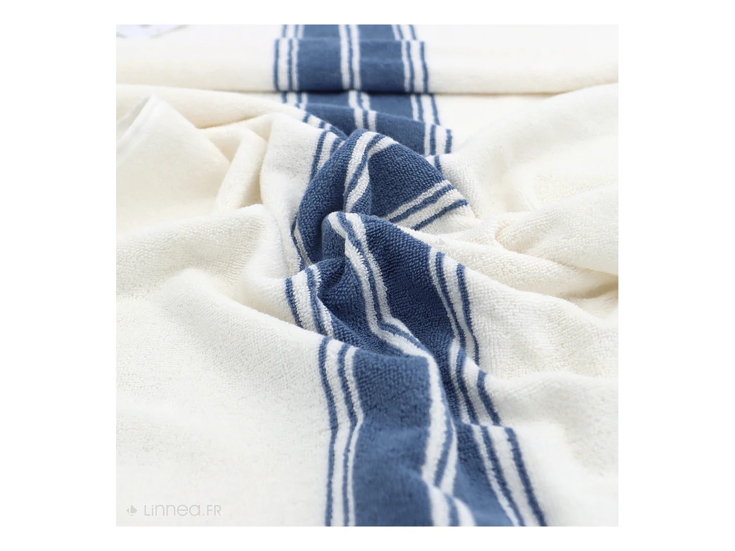Drap de bain 100x150 cm coton RIBBON II bleu