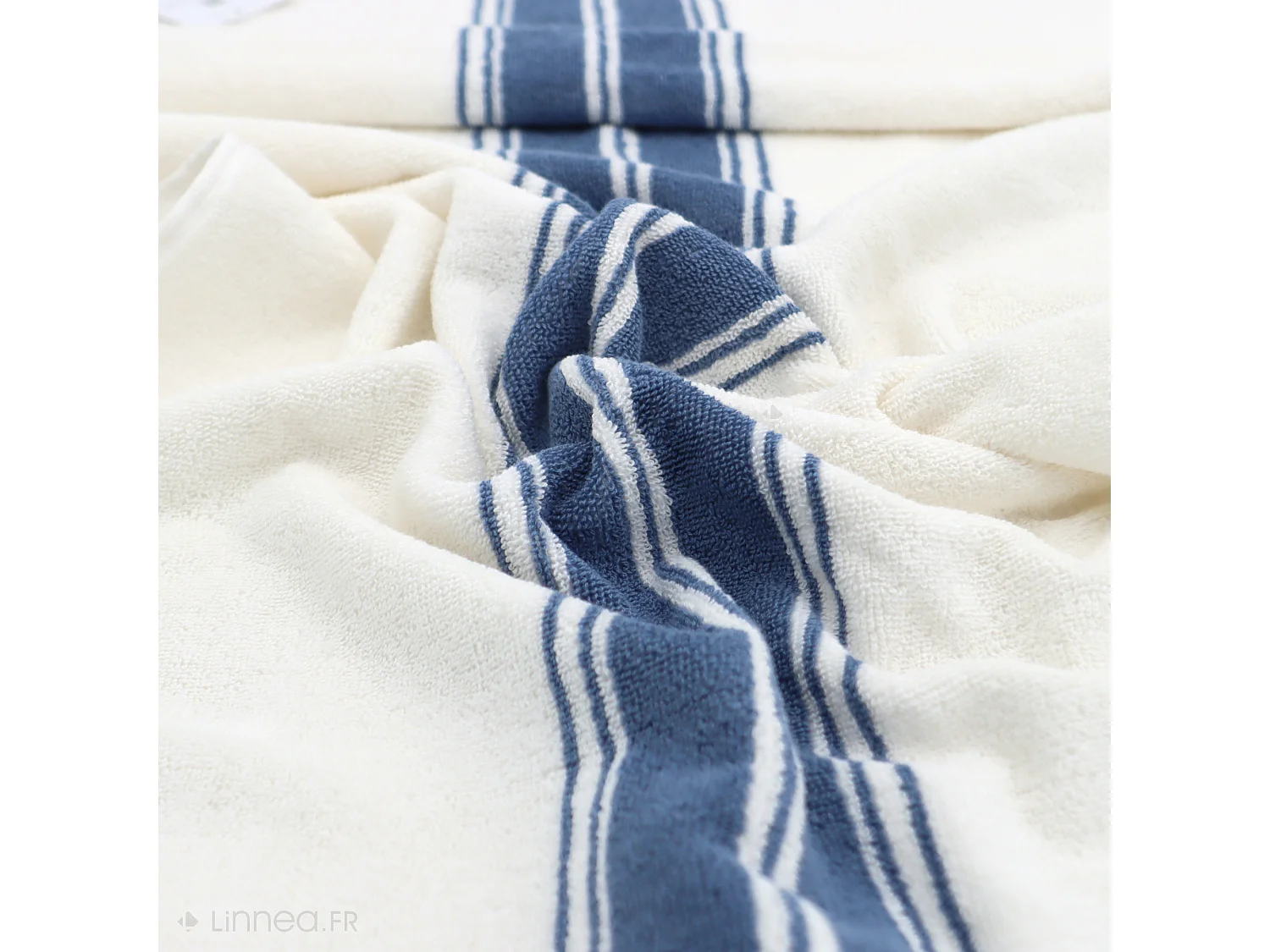 Drap de bain 100x150 cm coton RIBBON II bleu