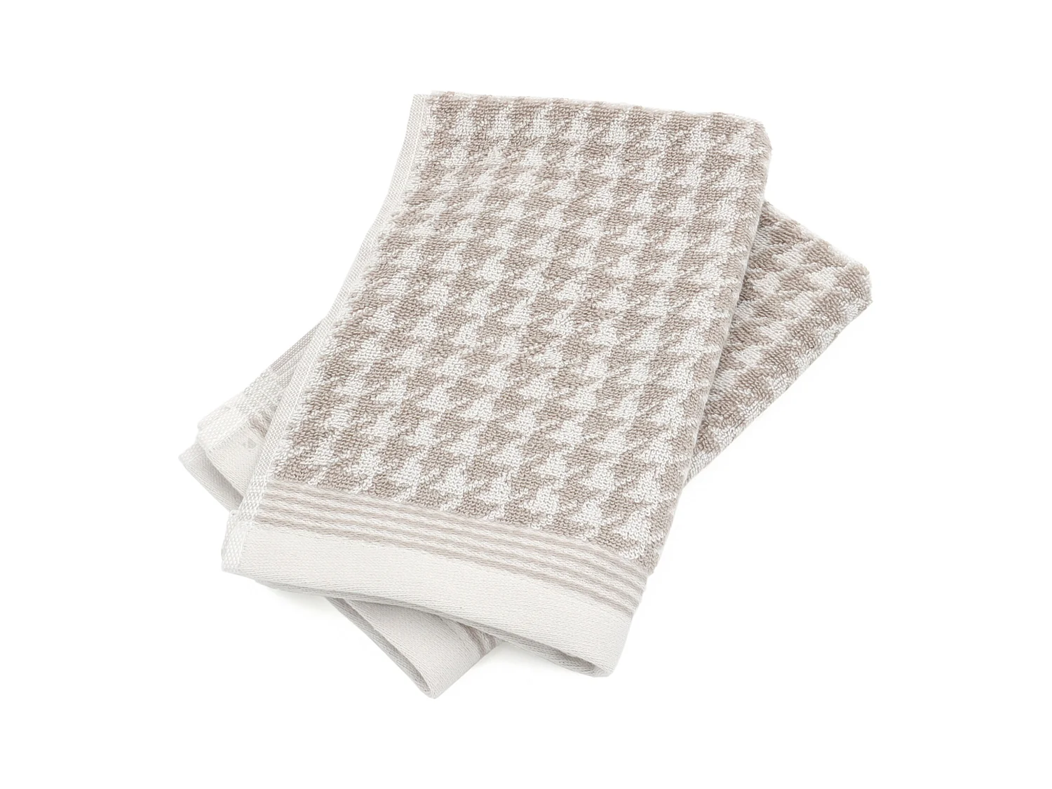 Lot de 2 serviettes invité 33x50 cm PIED-DE-POULE beige