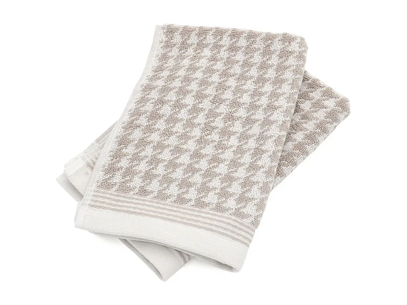 Lot de 2 serviettes invité 33x50 cm PIED-DE-POULE beige