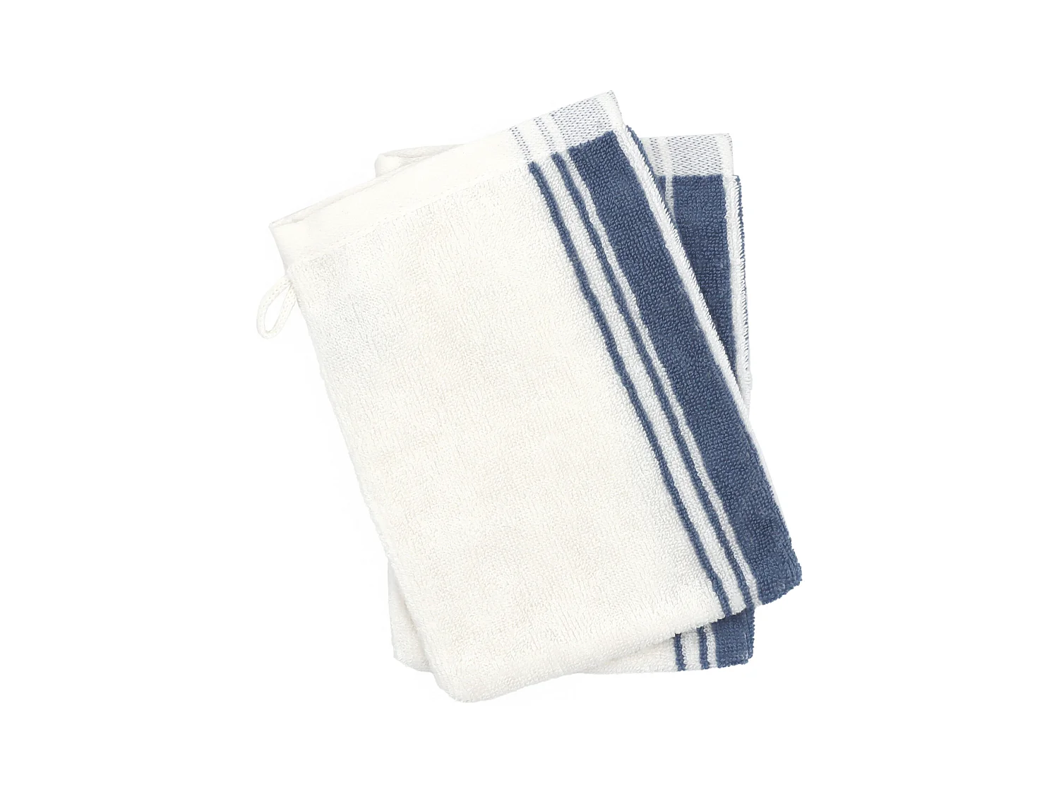 Lot de 2 gants de toilette 16x21 cm coton RIBBON II bleu