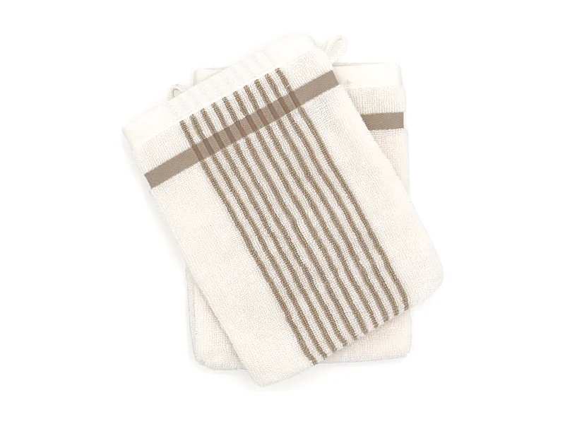 Lot de 2 gants de toilette 16x21 cm coton RIBBON beige