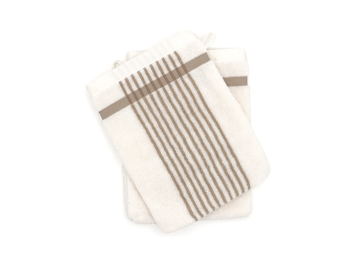 Lot de 2 gants de toilette 16x21 cm coton RIBBON beige