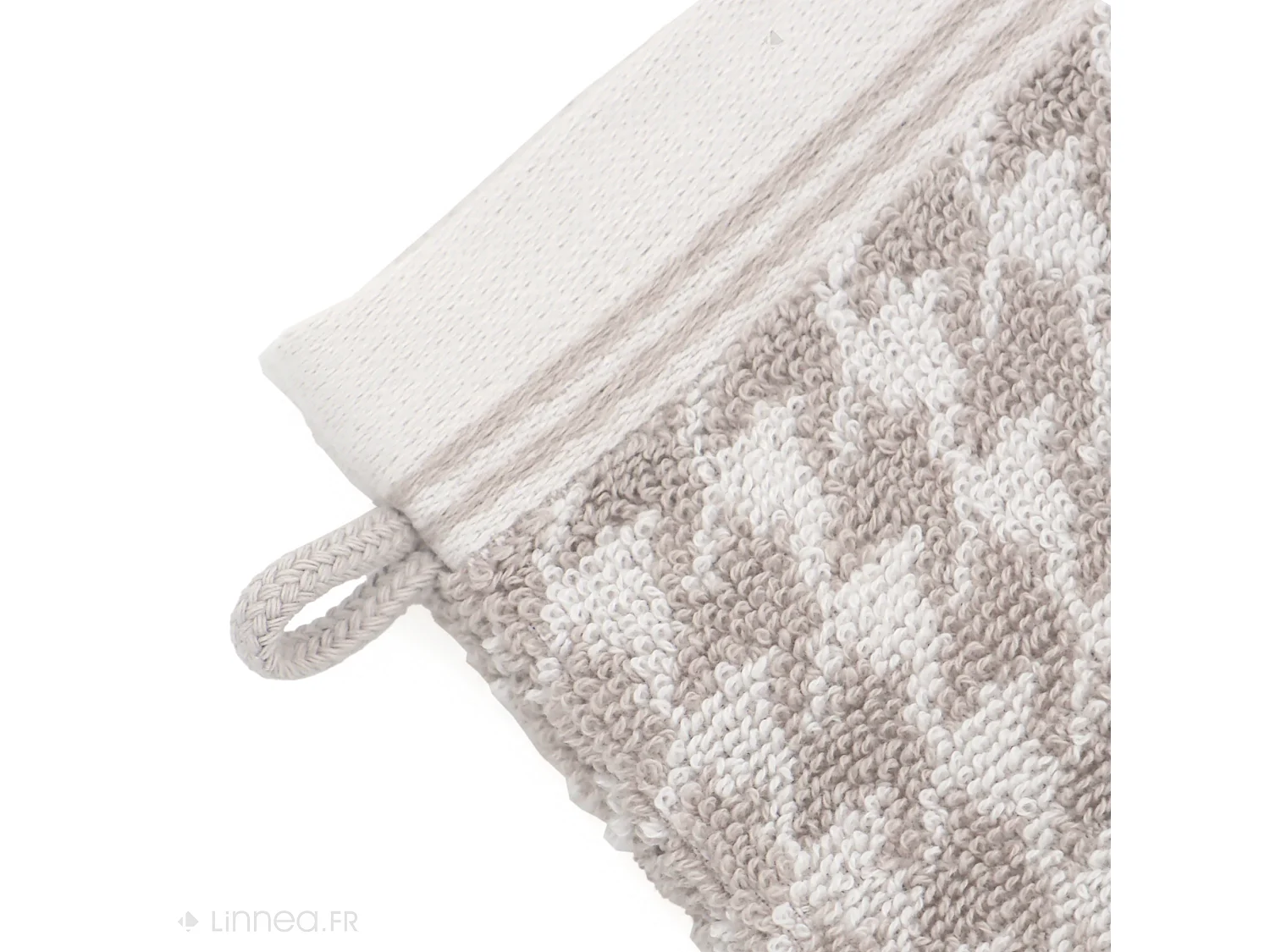 Lot de 2 gants de toilette 16x21 cm PIED-DE-POULE beige