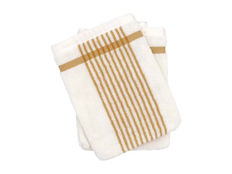 Lot de 2 gants de toilette 16x21 cm coton RIBBON jaune