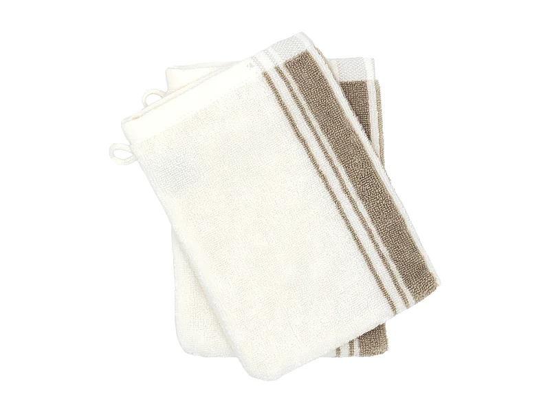 Lot de 2 gants de toilette 16x21 cm coton RIBBON II beige