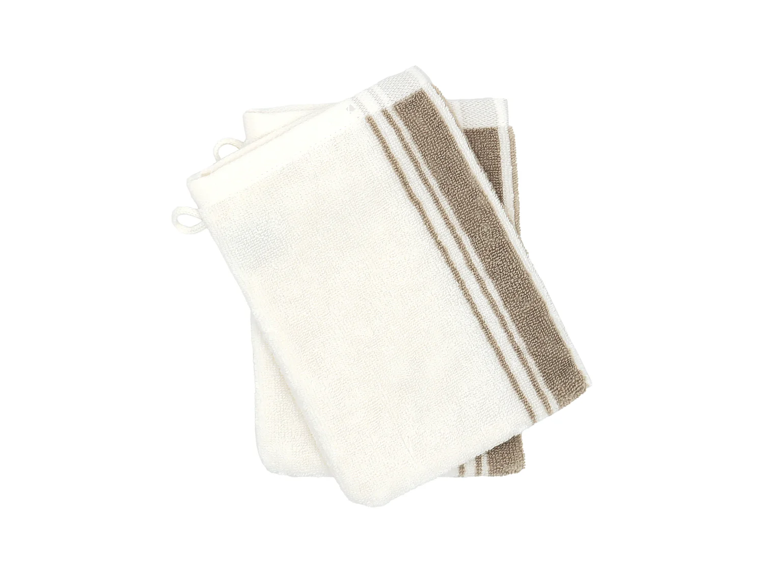 Lot de 2 gants de toilette 16x21 cm coton RIBBON II beige