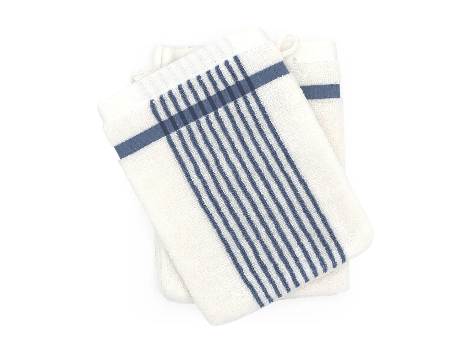 Lot de 2 gants de toilette 16x21 cm coton RIBBON bleu