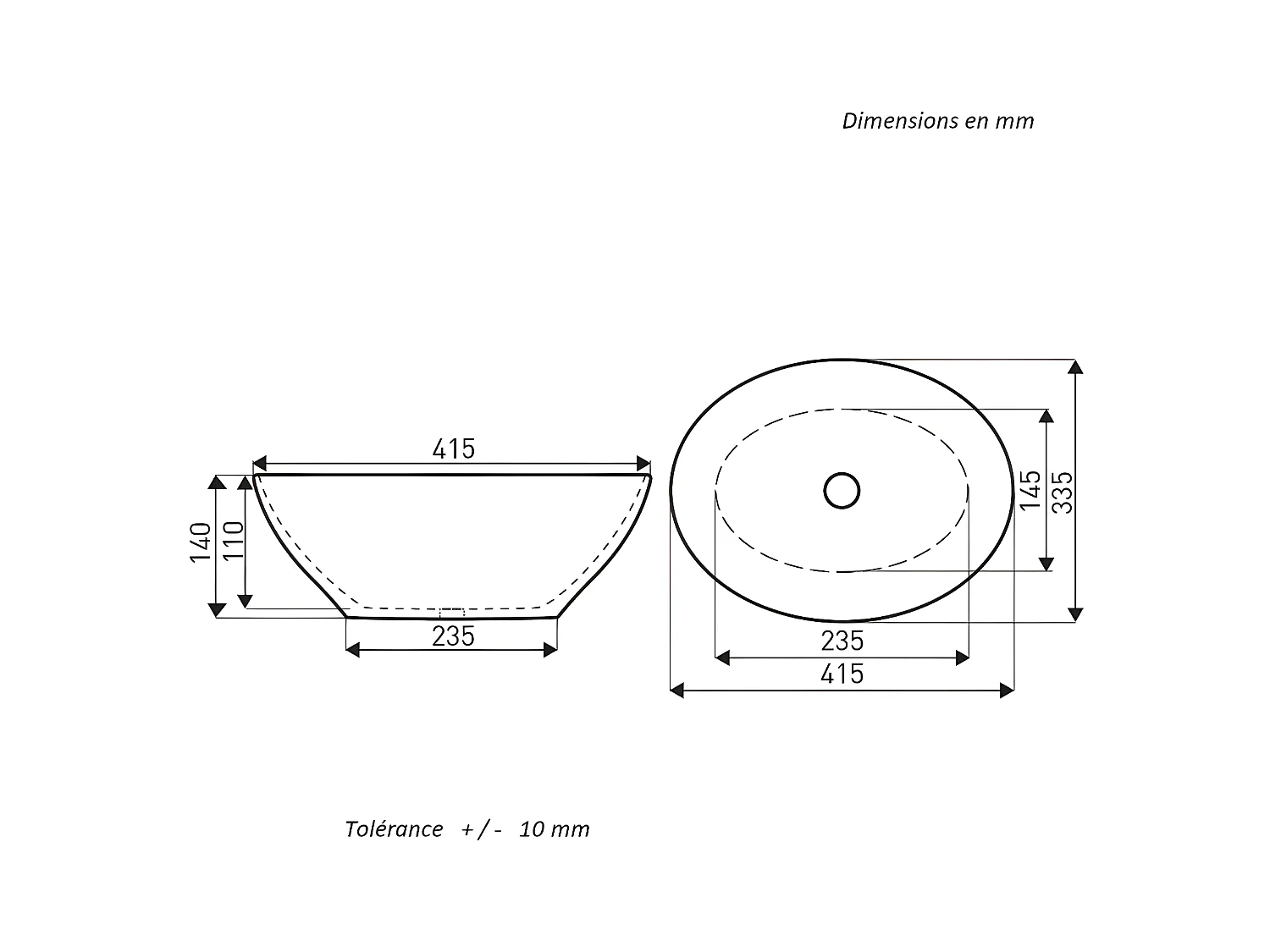 Aufsatzwaschbecken aus Keramik TANDILA in Mamoroptik