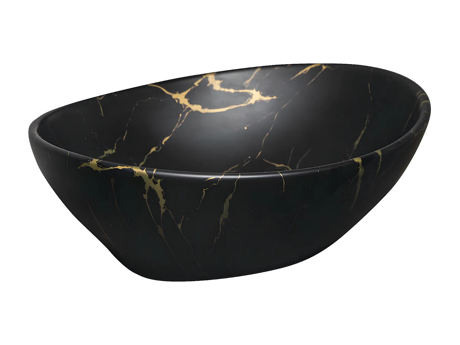 Aufsatzwaschbecken aus Keramik TANDILA in Mamoroptik