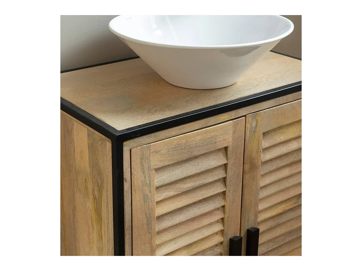 Meuble sous vasque en bois de manguier et métal Coralie