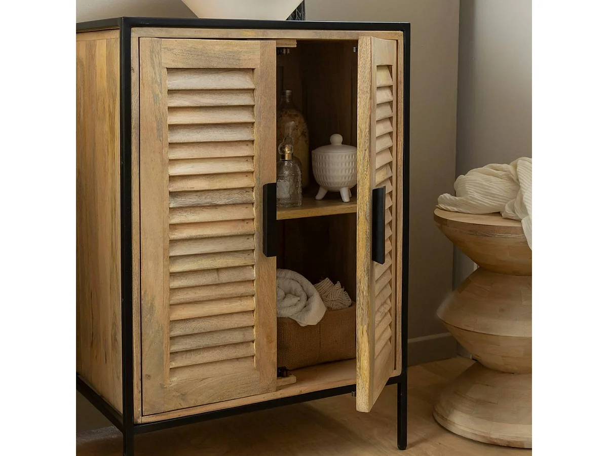 Meuble sous vasque en bois de manguier et métal Coralie