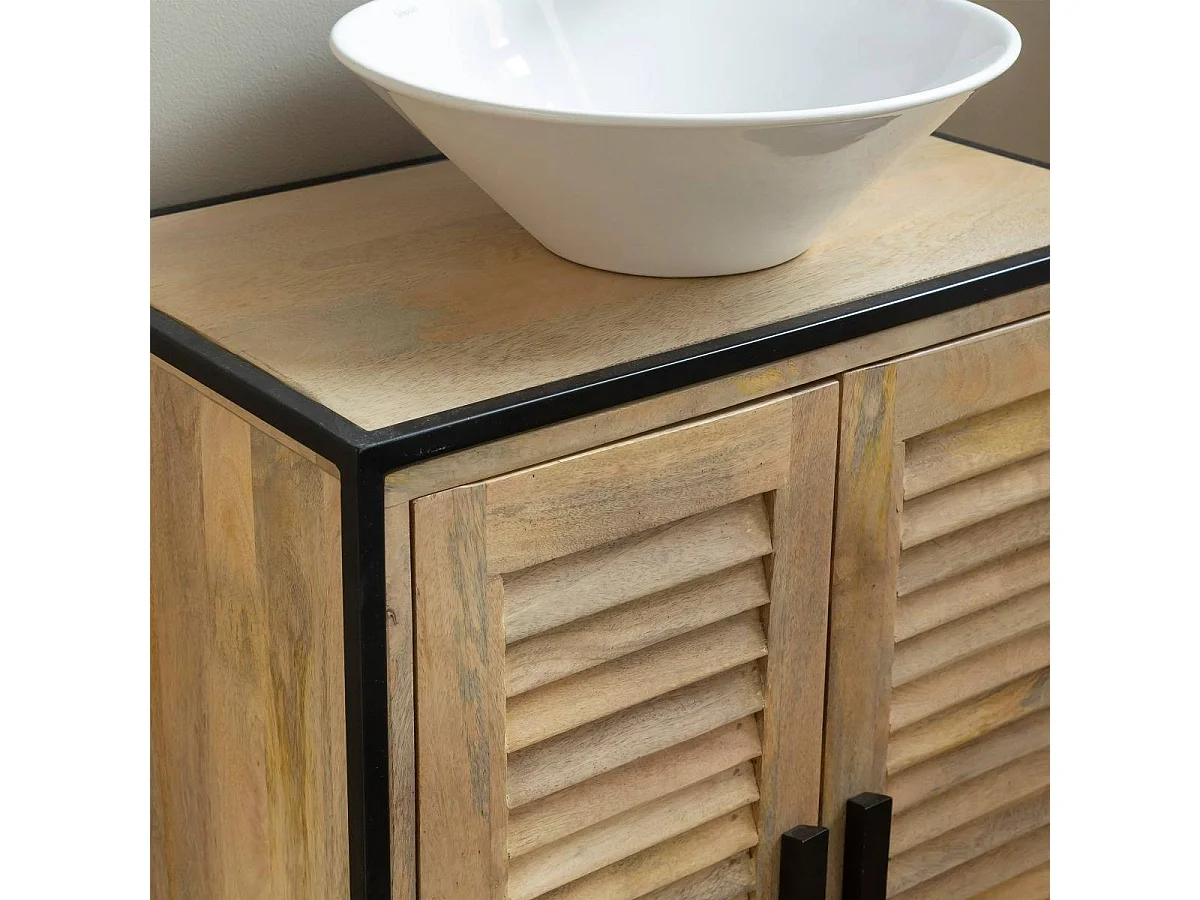 Meuble sous vasque en bois de manguier et métal Coralie