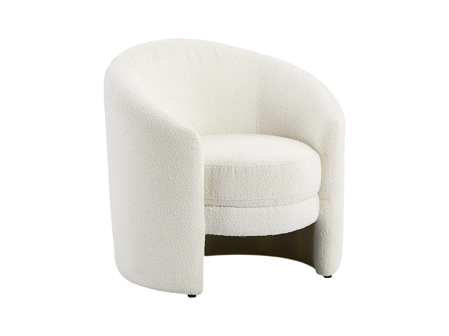 Poltrona arredondada tecido bouclé branco - RUOTO