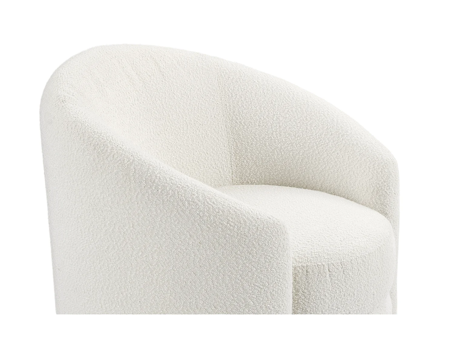Poltrona arredondada tecido bouclé branco - RUOTO