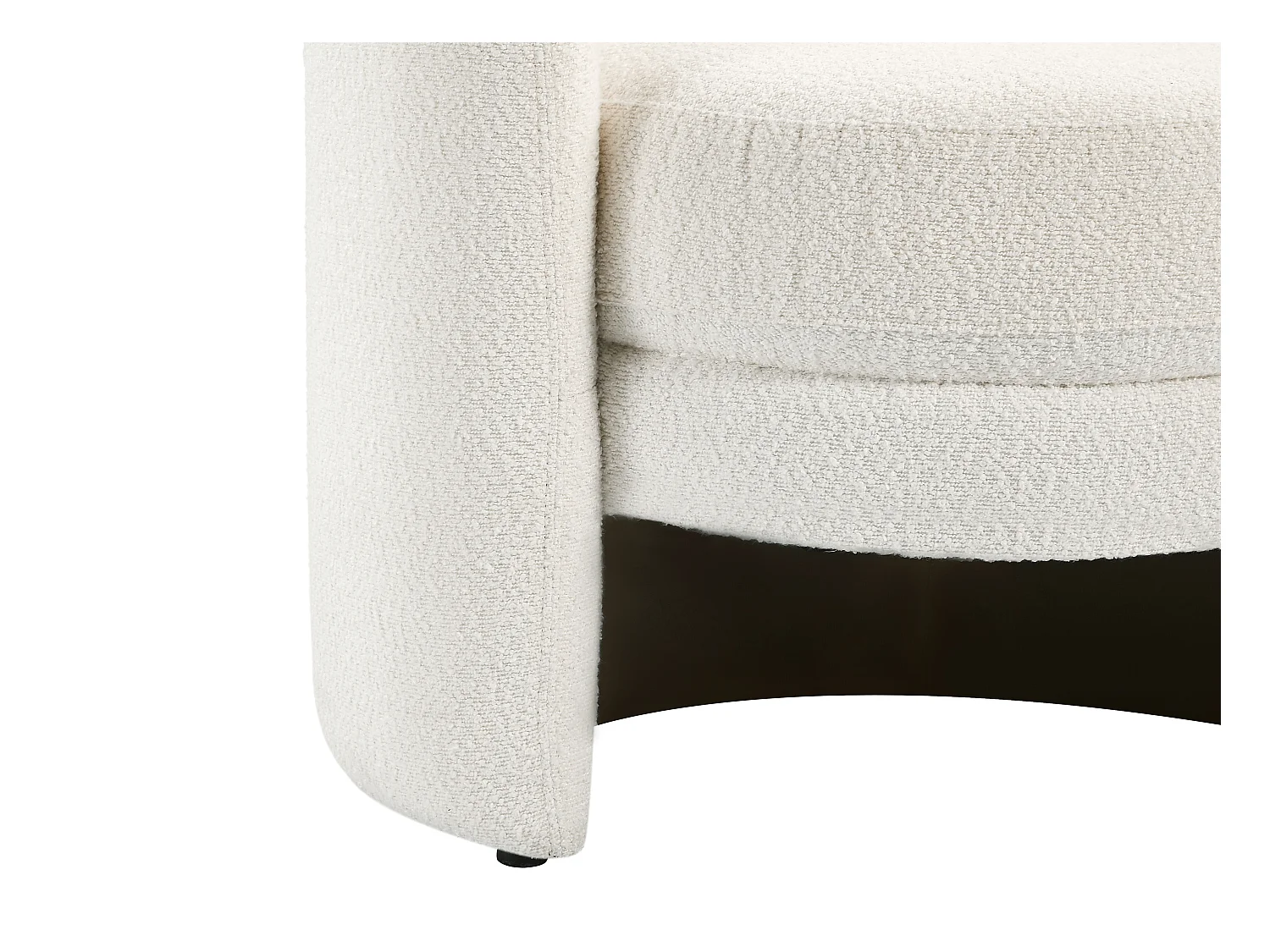 Poltrona arredondada tecido bouclé branco - RUOTO