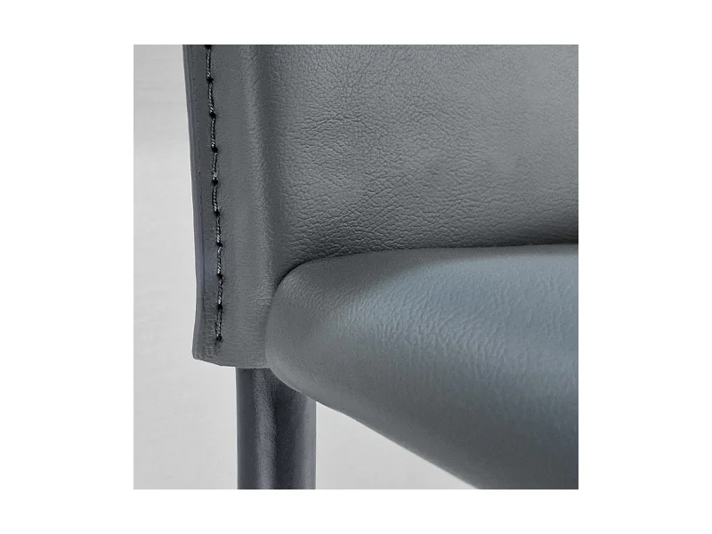 Lot de 2 tabourets de bar dossier simili et pieds métal gris - BROOK