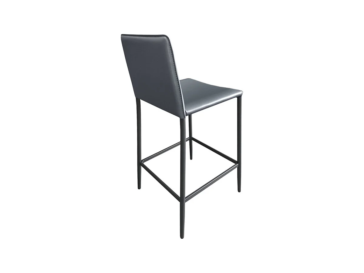 Lot de 2 tabourets de bar dossier simili et pieds métal gris - BROOK