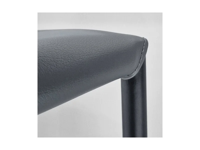 Lot de 2 tabourets de bar dossier simili et pieds métal gris - BROOK