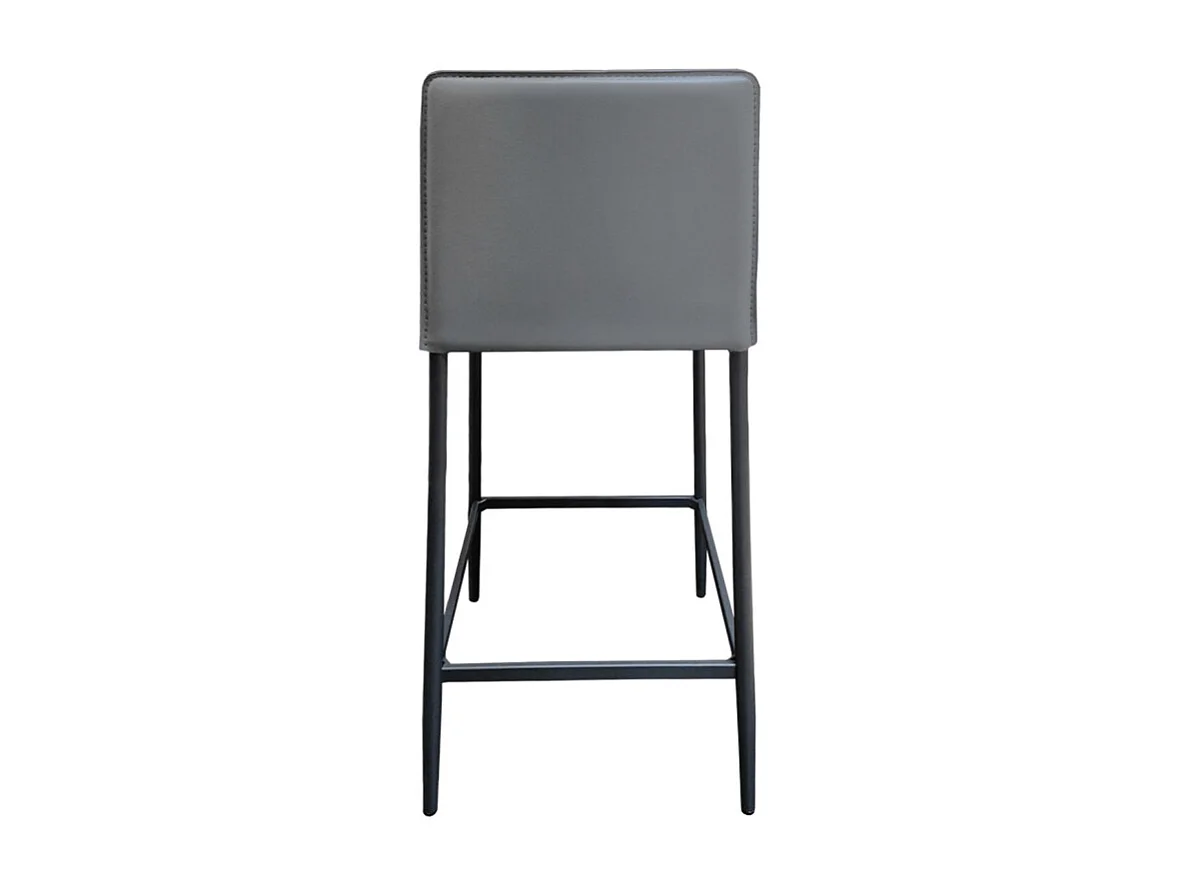 Lot de 2 tabourets de bar dossier simili et pieds métal gris - BROOK