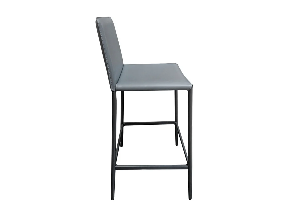 Lot de 2 tabourets de bar dossier simili et pieds métal gris - BROOK