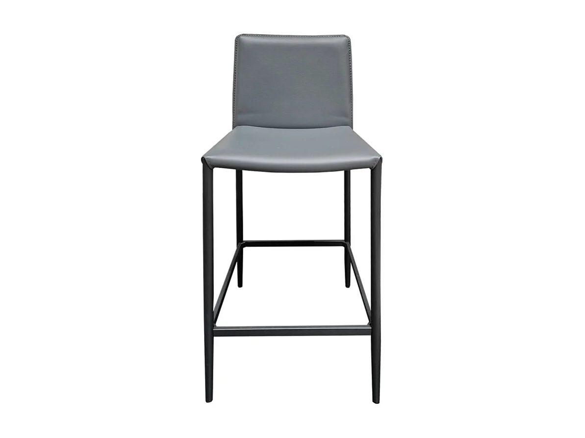 Lot de 2 tabourets de bar dossier simili et pieds métal gris - BROOK