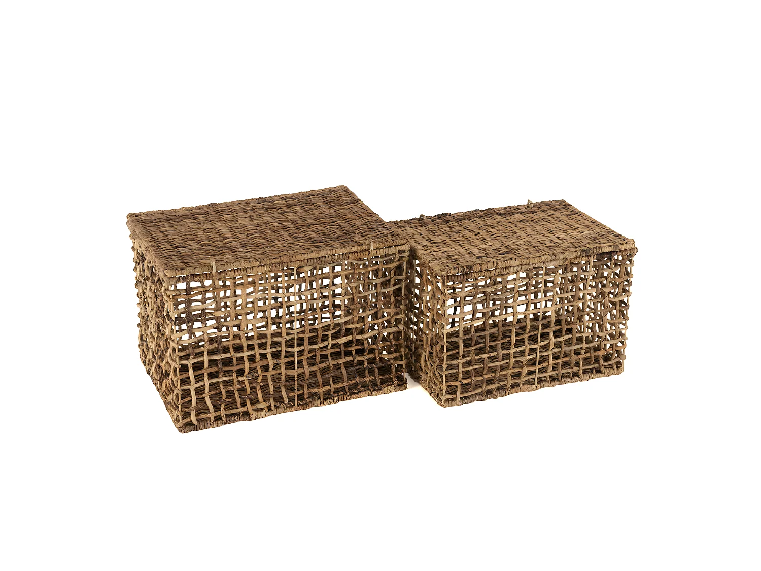 ALIDA - Set de 2 paniers de rangement en tissage naturel ajouré