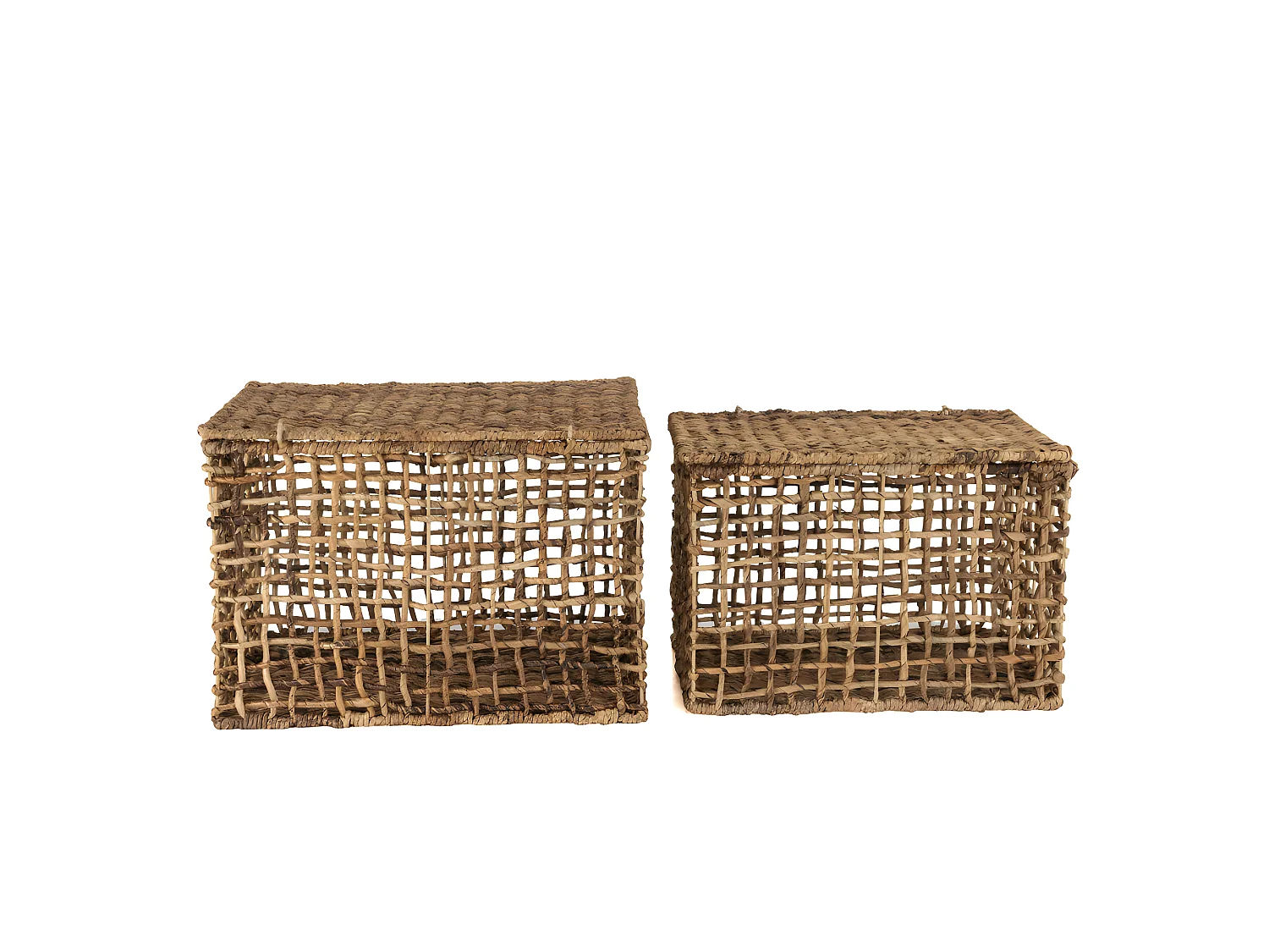ALIDA - Set de 2 paniers de rangement en tissage naturel ajouré