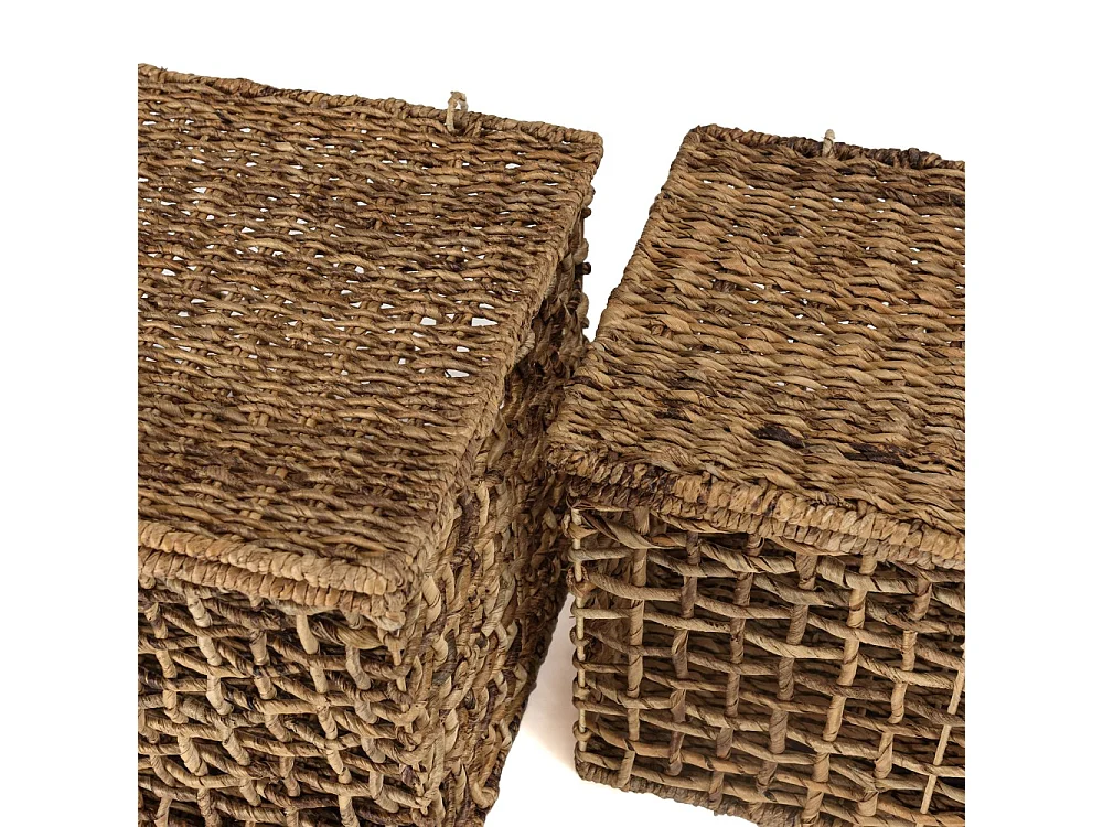 SIXTINE - Set de 2 paniers de rangement en tissage naturel ajouré