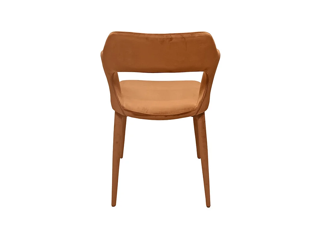 Lot de 2 chaises avec accoudoirs et pieds en velours orange - SWEET