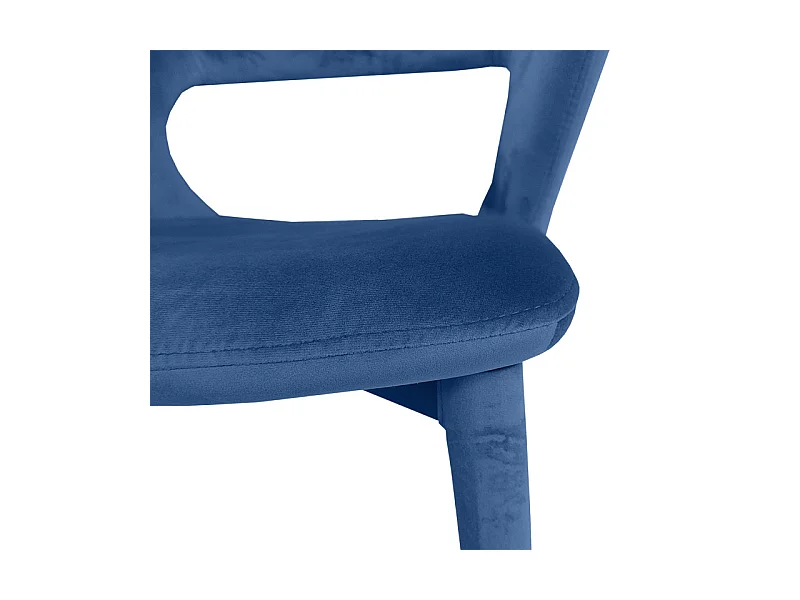 Lot 2 chaises en velours bleu avec accoudoirs et pieds velours - SWEET