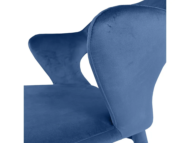 Lot 2 chaises en velours bleu avec accoudoirs et pieds velours - SWEET