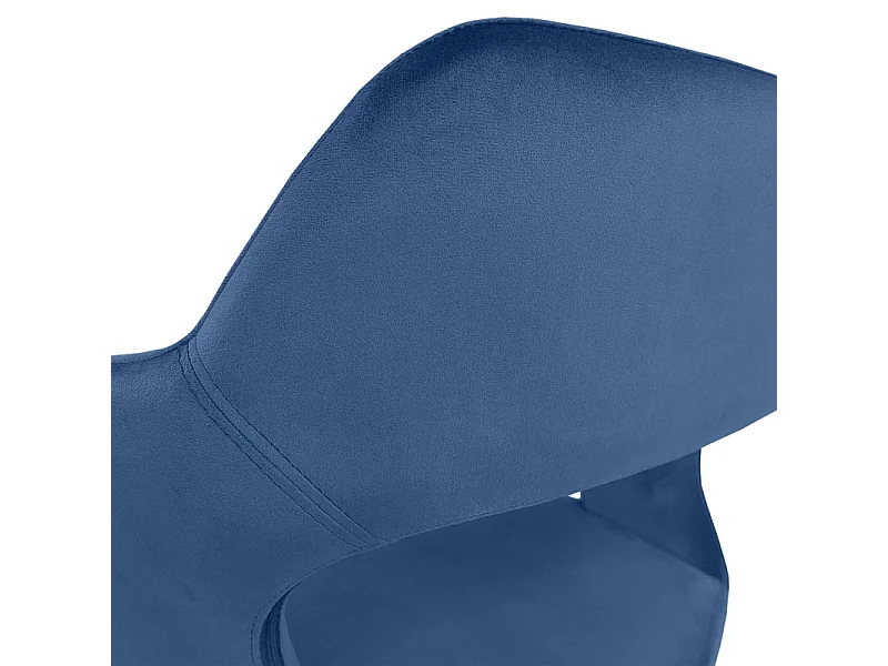 Lot 2 chaises en velours bleu avec accoudoirs et pieds velours - SWEET