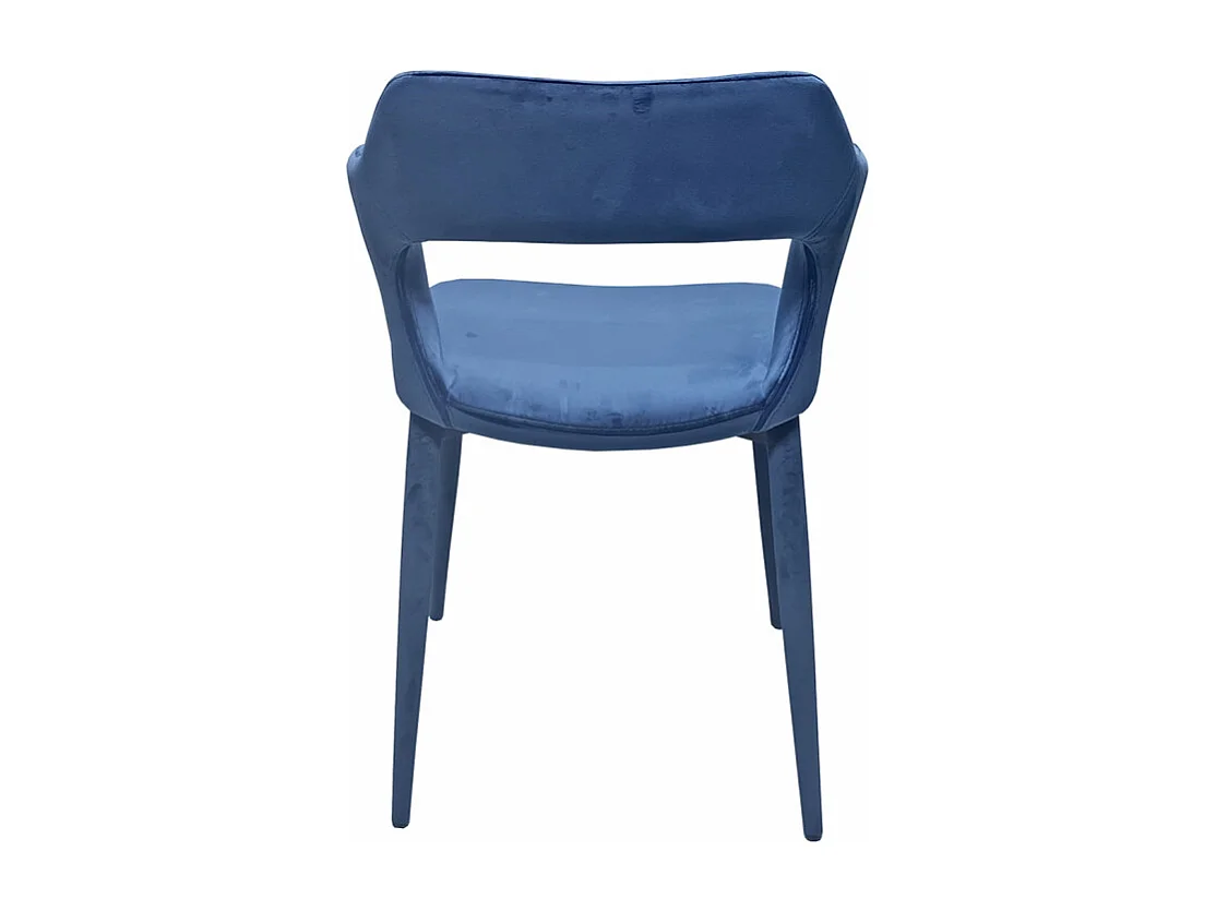 Lot 2 chaises en velours bleu avec accoudoirs et pieds velours - SWEET