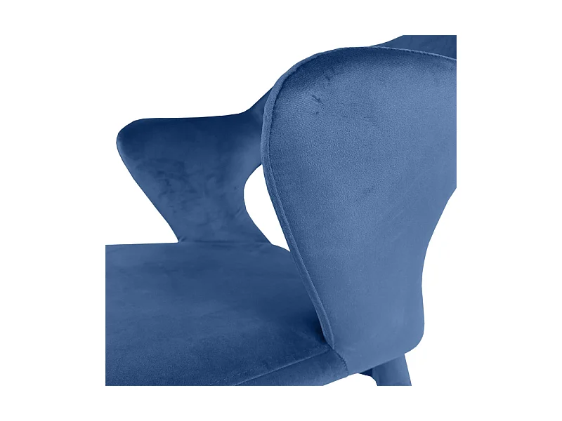 Chaise en velours bleu avec accoudoirs et pieds velours - SWEET