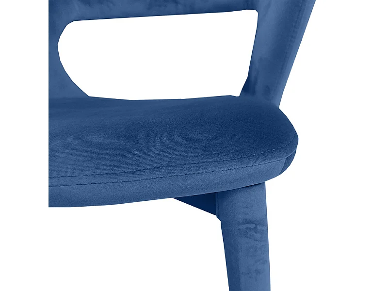Chaise en velours bleu avec accoudoirs et pieds velours - SWEET