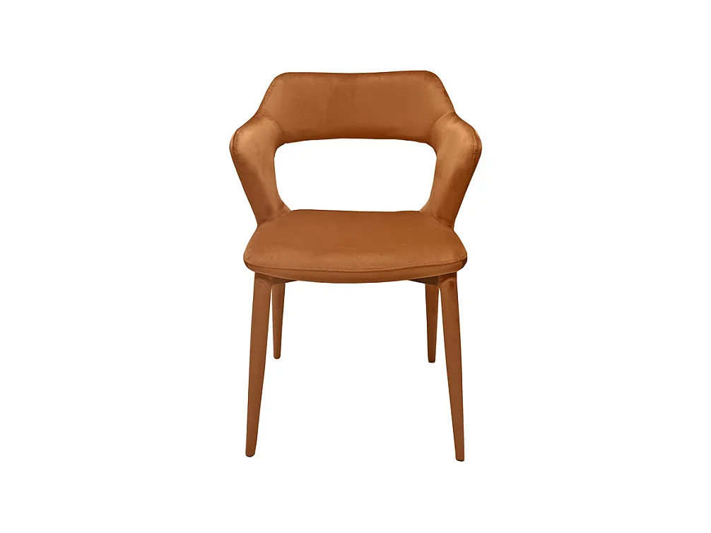 Chaise en velours orange avec accoudoirs et pieds velours - SWEET