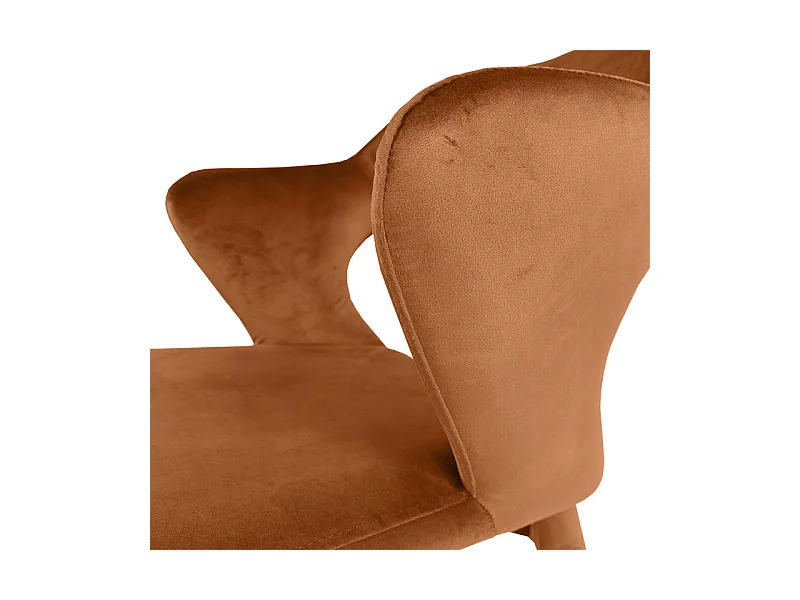 Chaise en velours orange avec accoudoirs et pieds velours - SWEET