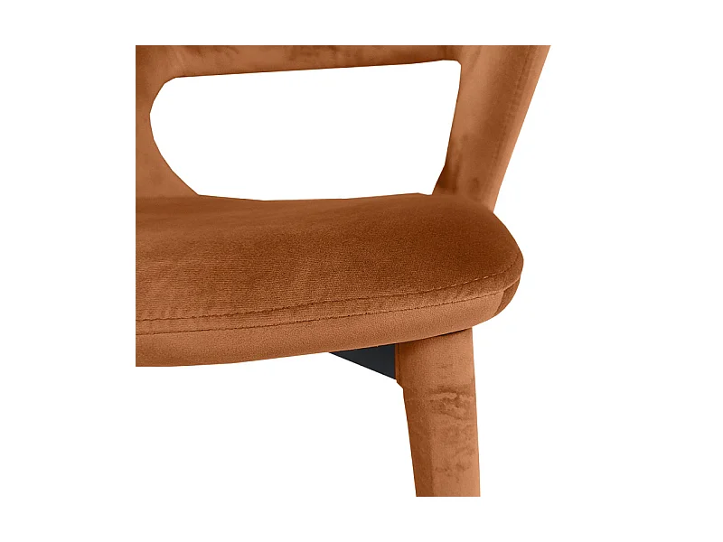 Chaise en velours orange avec accoudoirs et pieds velours - SWEET