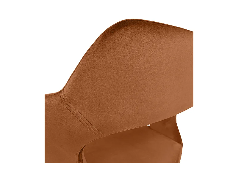 Chaise en velours orange avec accoudoirs et pieds velours - SWEET