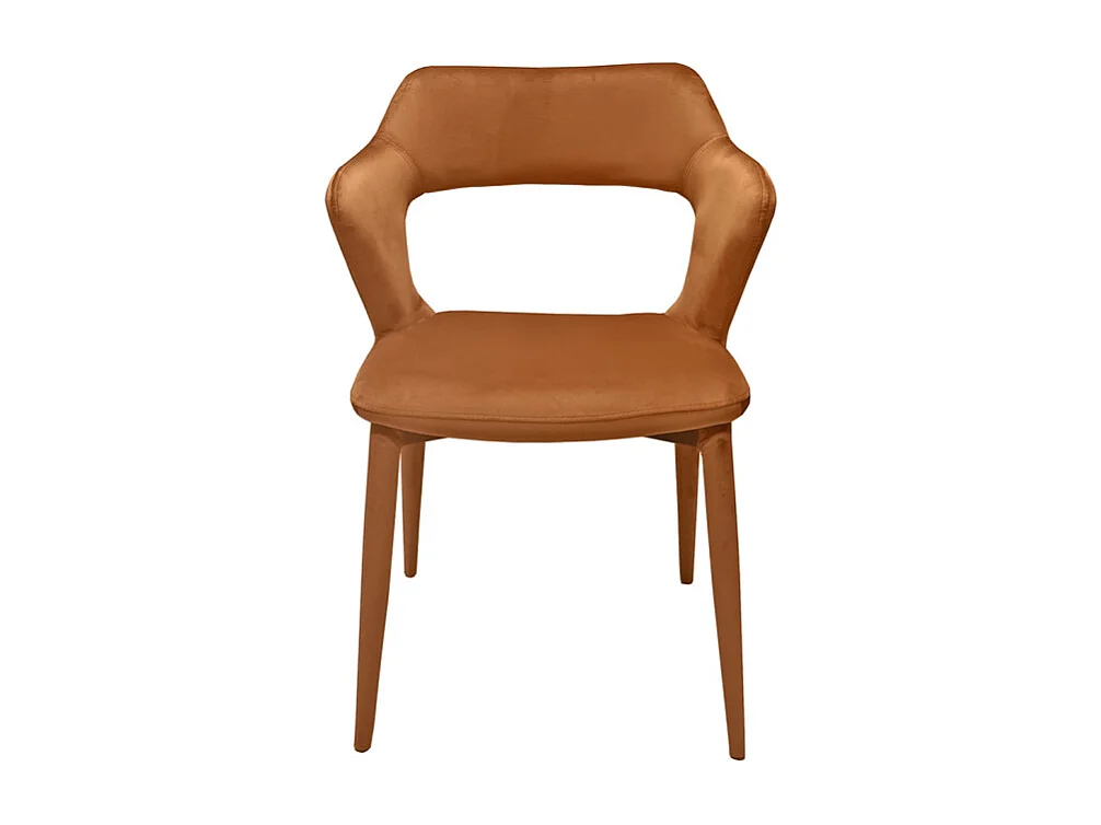 Chaise en velours orange avec accoudoirs et pieds velours - SWEET