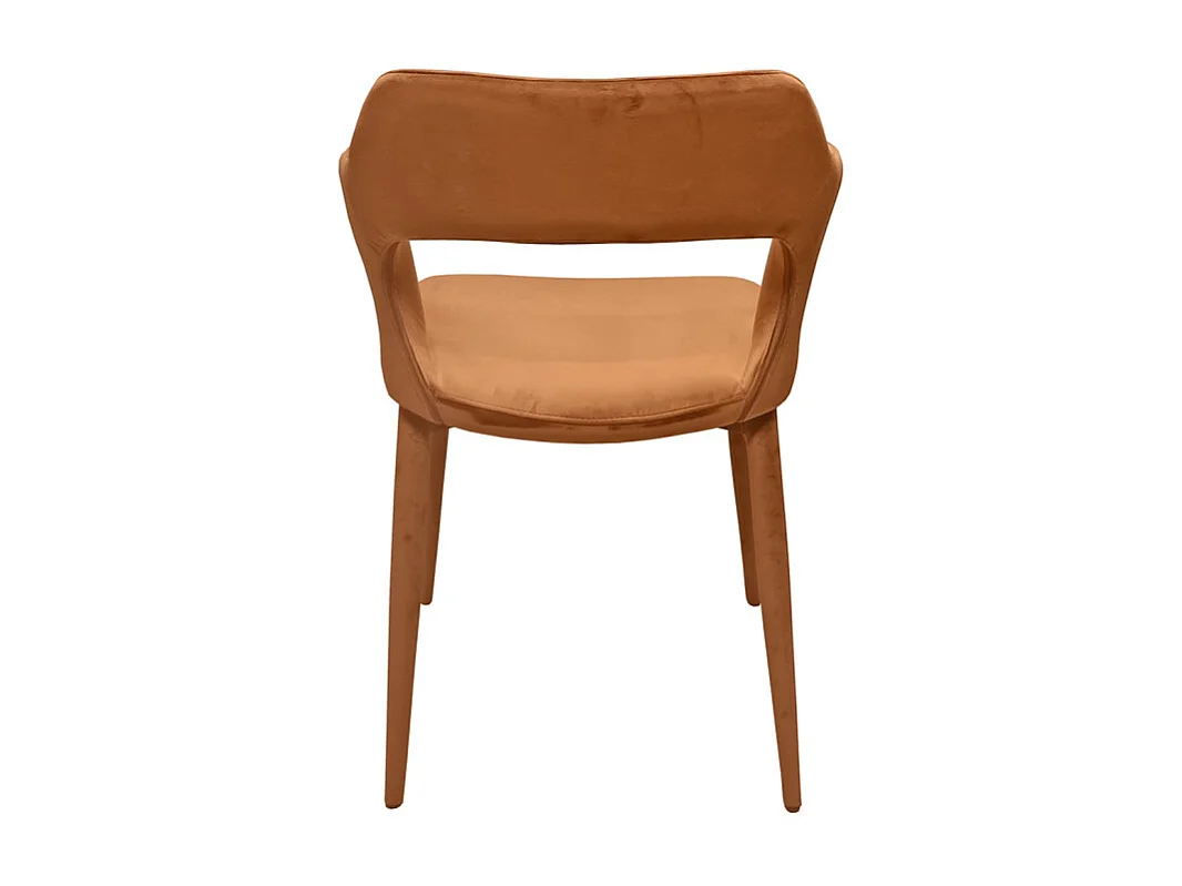 Chaise en velours orange avec accoudoirs et pieds velours - SWEET