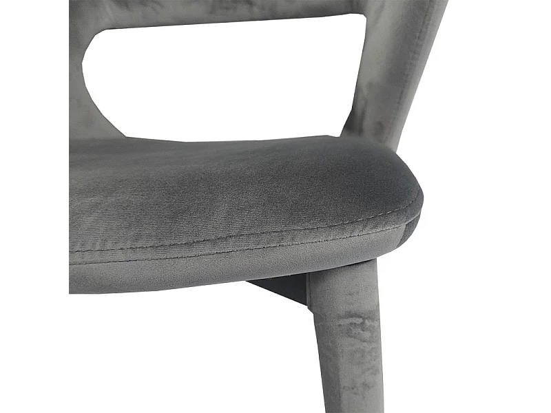 Chaise en velours gris avec accoudoirs et pieds velours - SWEET