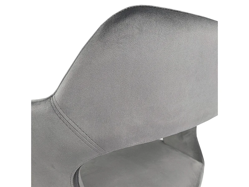 Chaise en velours gris avec accoudoirs et pieds velours - SWEET