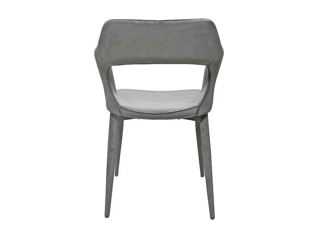 Chaise en velours gris avec accoudoirs et pieds velours - SWEET