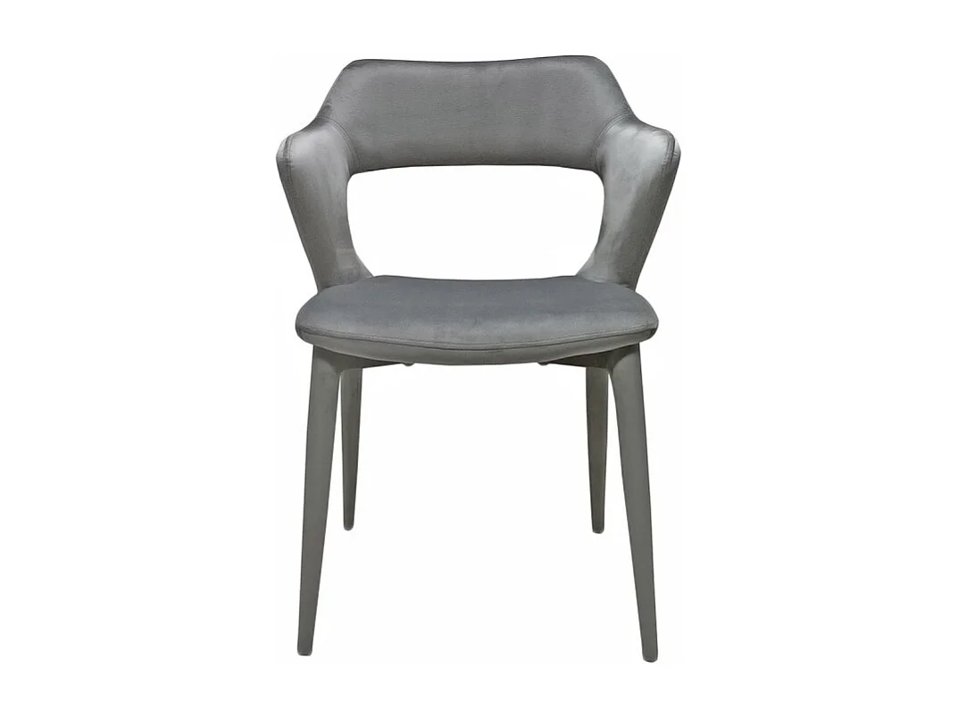 Chaise en velours gris avec accoudoirs et pieds velours - SWEET