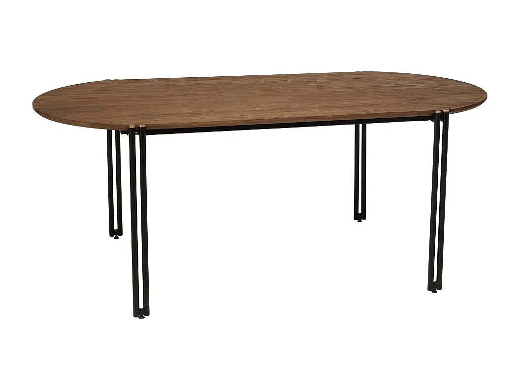 SIXTINE - Table à manger ovale 200x105cm plateau bois de teck recyclé