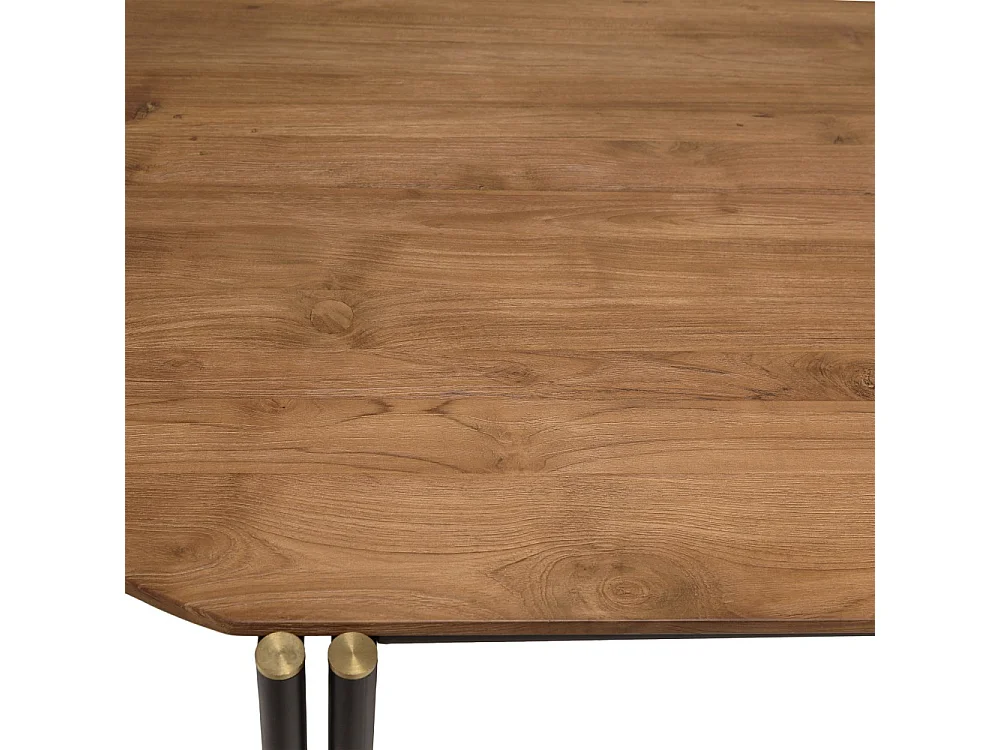 SIXTINE - Table à manger ovale 200x105cm plateau bois de teck recyclé