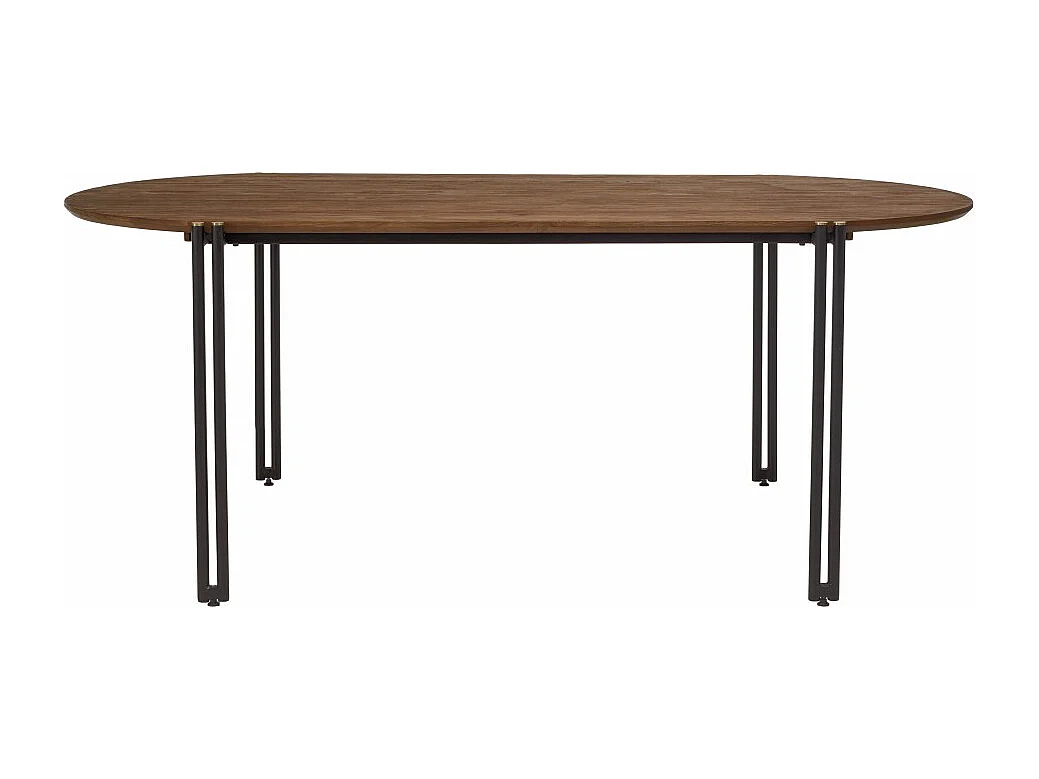 SIXTINE - Table à manger ovale 200x105cm plateau bois de teck recyclé