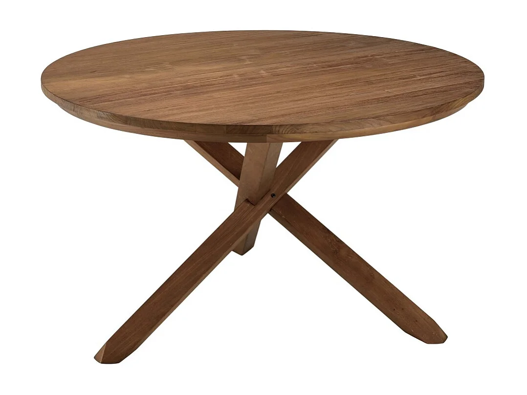 SIXTINE - Table à manger ronde 130x130cm en bois de teck recyclé